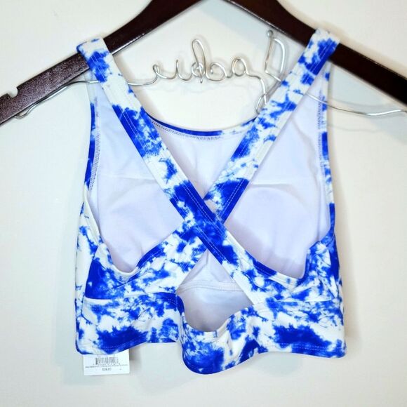SO High Neck Bikini Top Blue and White Size Small - Picture 7 of 10